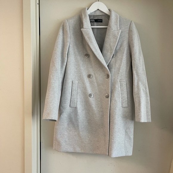 Zara Grey Double Breasted Coat - Picture 5 of 10